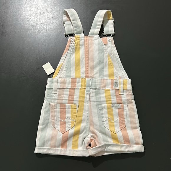 Baby Girl Striped 12 Months Overalls Shorts 7 For All Mankind NWT - Picture 4 of 6